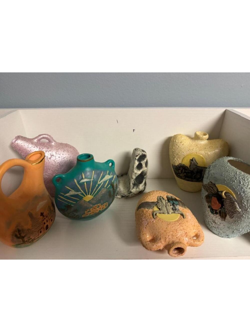 Vintage Southwest Pottery Collection Bundle 7pc Native American Style Ceramic
